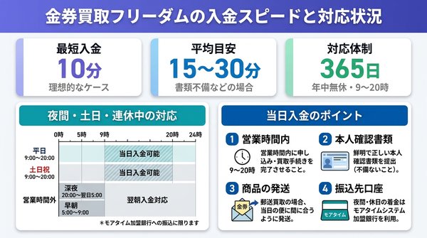 金券買取フリーダムの入金スピードと対応状況