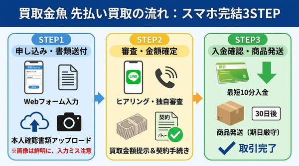 買取金魚の先払い買取：申し込み〜入金までの流れ